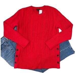 NWT Ann Taylor Red Side Button Cable Knit Sweater - SIZE SMALL